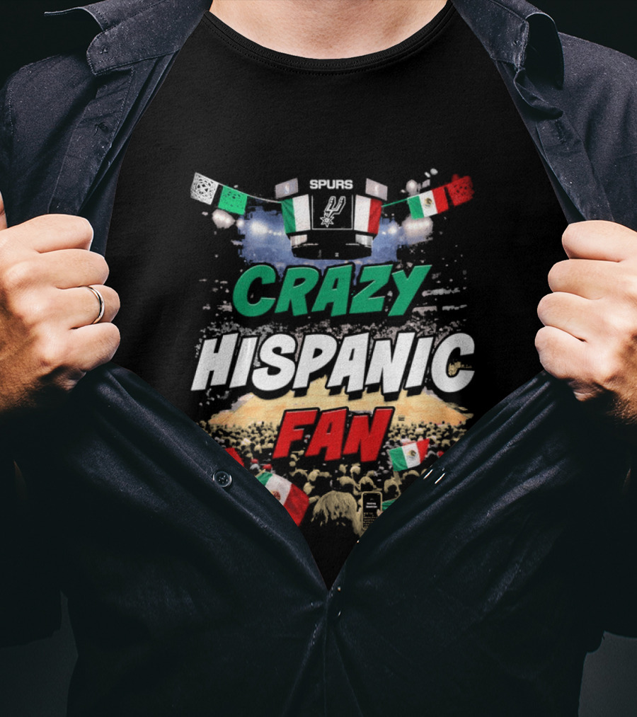Splurs Crazy Hispanic Fan Mexican Flag Fists Flags T-Shirt