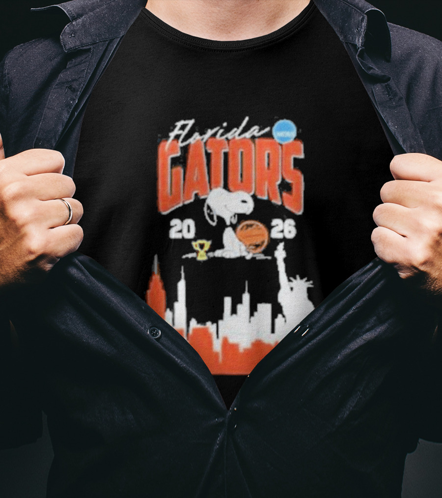 Florida Gators Snoopy Basketball 2026 NYC Skyline T-Shirt