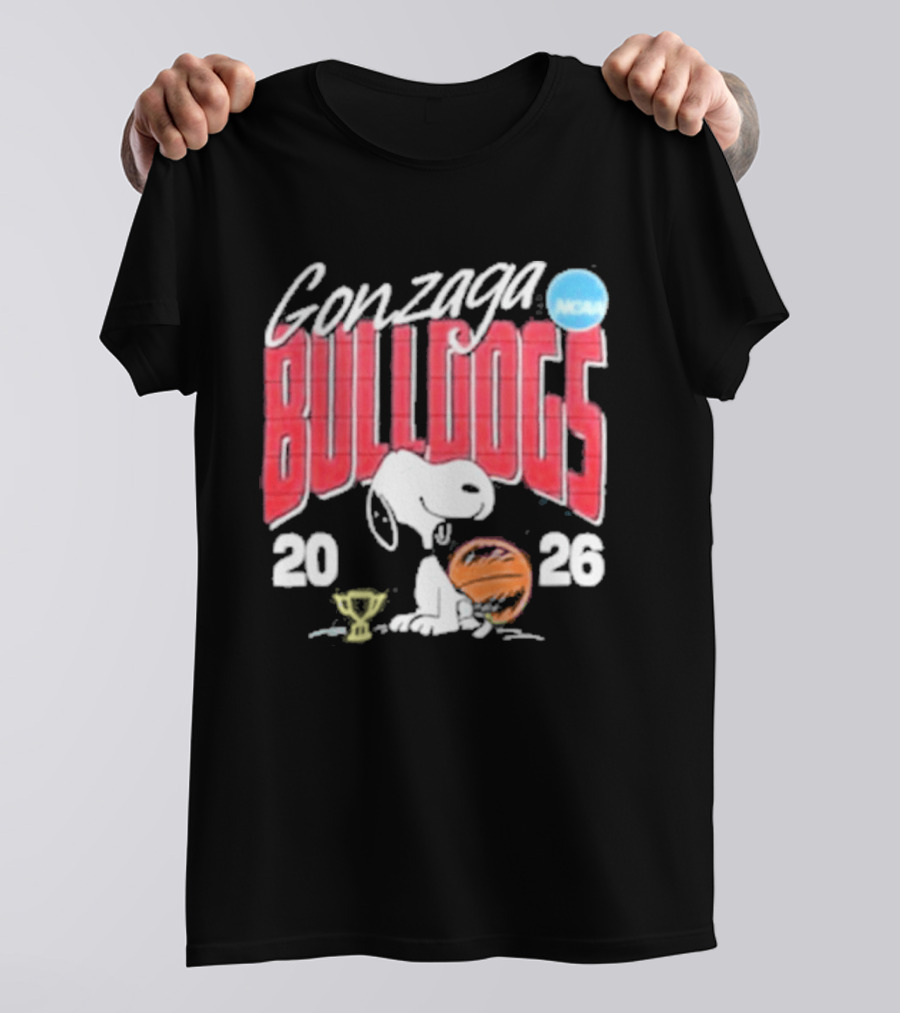 Gonzaga Bulldogs Snoopy NCAA Tournament 2026 Basketball Trophy T-Shirt