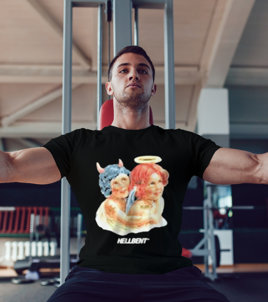 Hellbentrecs Saints Sinners Cherubs With Halo And Horns T-Shirt