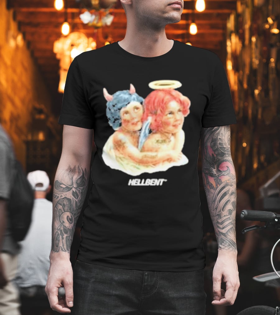 Hellbentrecs Saints Sinners Cherubs With Halo And Horns T-Shirt