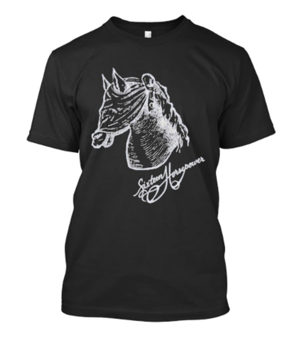Hello Blindfold Horse Sketch Sixteen Horsepower Signature T-Shirt