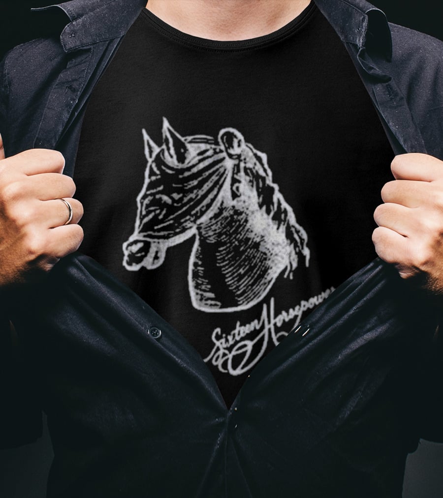 Hello Blindfold Horse Sketch Sixteen Horsepower Signature T-Shirt