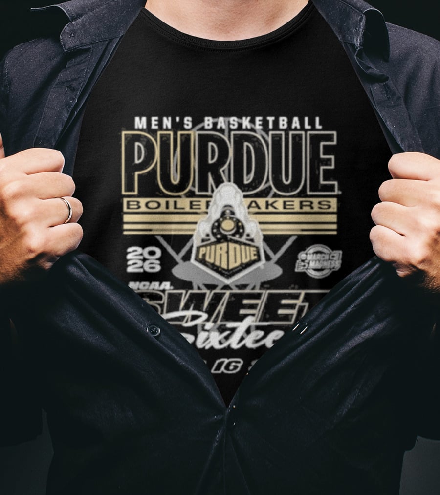 Men's Basketball Purdue Boilermakers Sweet Sixteen 2023 Boiler Up NCAA Team T-Shirt