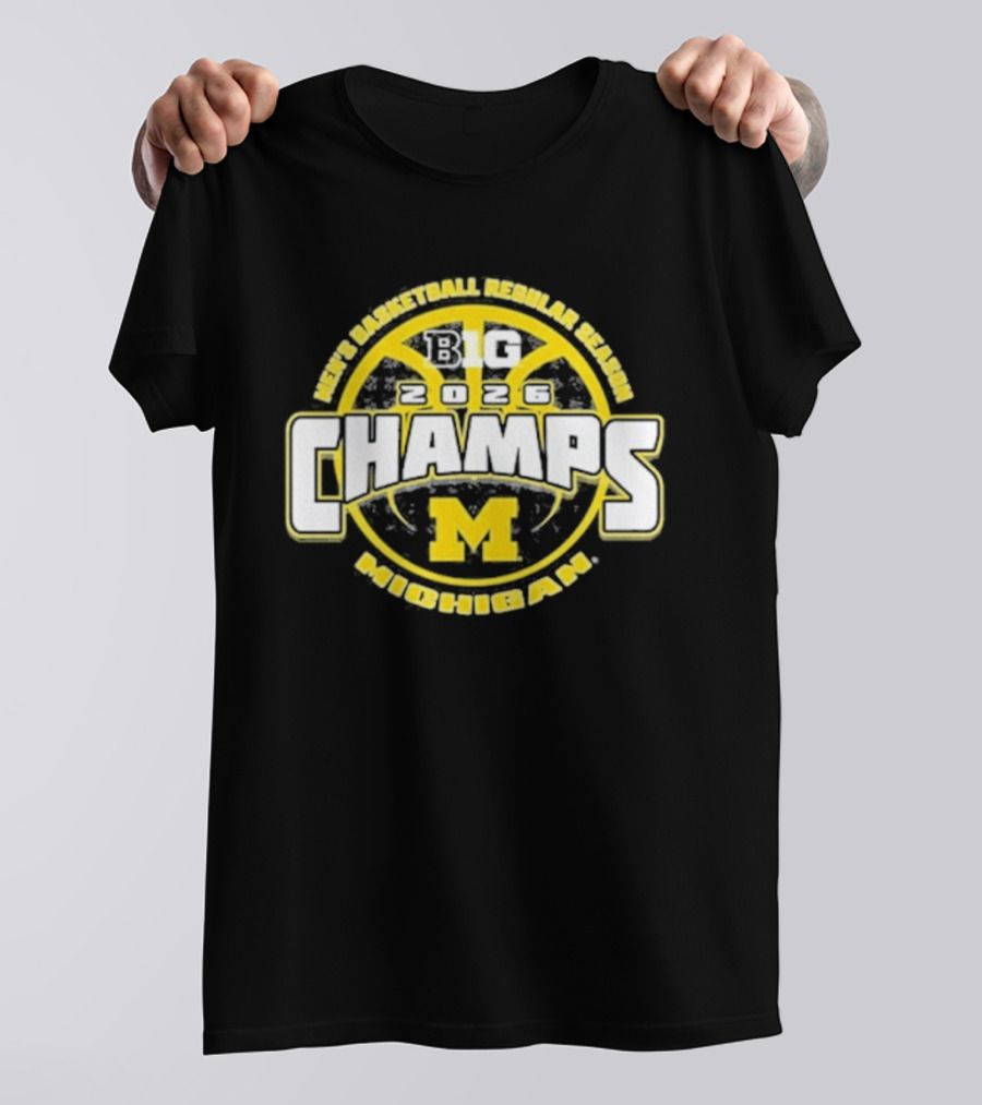 Men's Basketball Regular Season Big 2026 Champs Michigan M T-Shirt