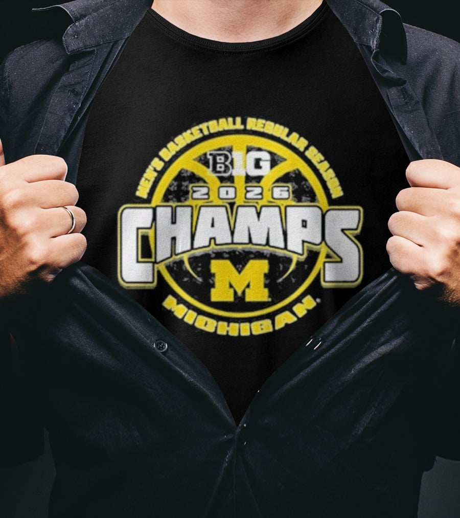 Men's Basketball Regular Season Big 2026 Champs Michigan M T-Shirt