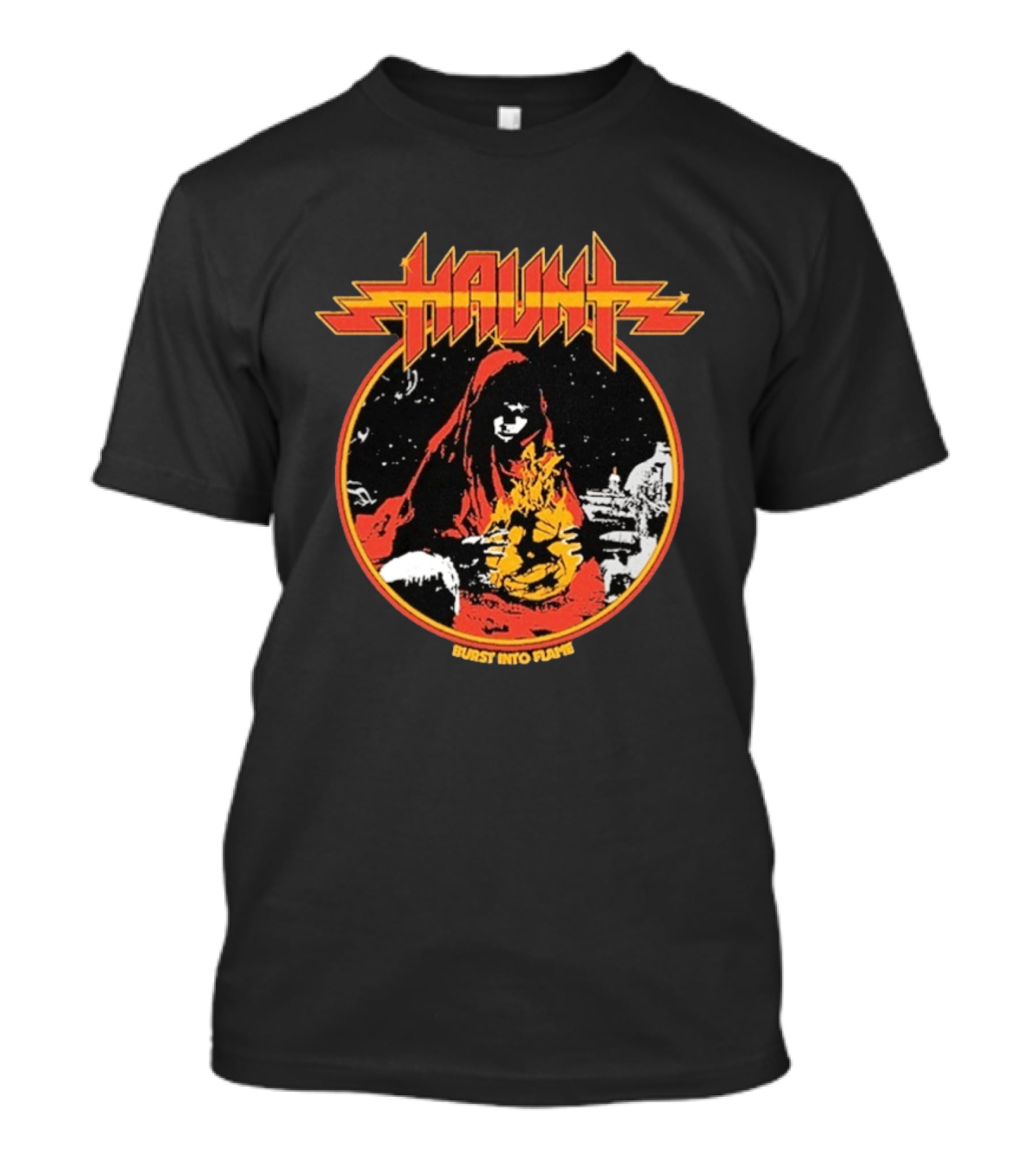 Haunt Burst Into Flame Hooded Figure With Flames T-Shirt