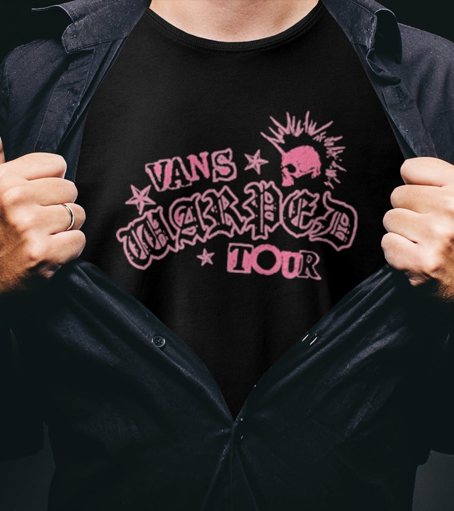 Vans Warped Tour Pink Punk Mohawk Stars T-Shirt