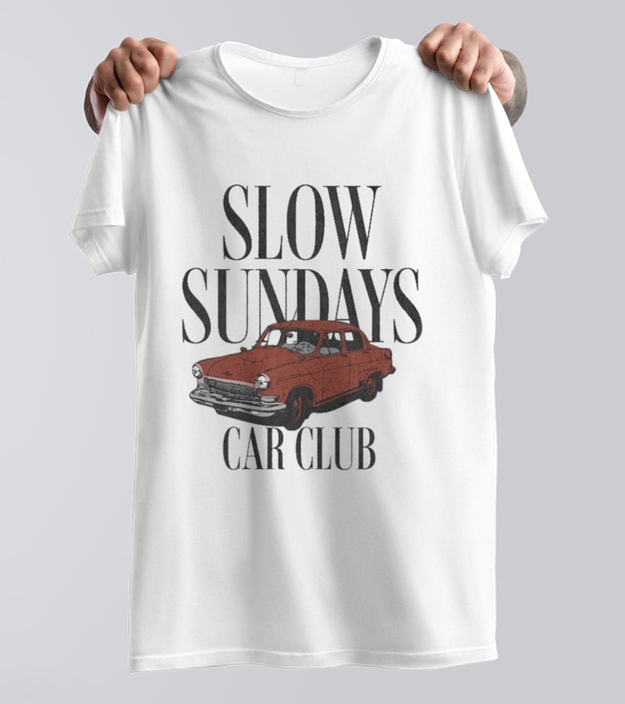 Slow Sundays Car Club Vintage Red Classic Car T-Shirt
