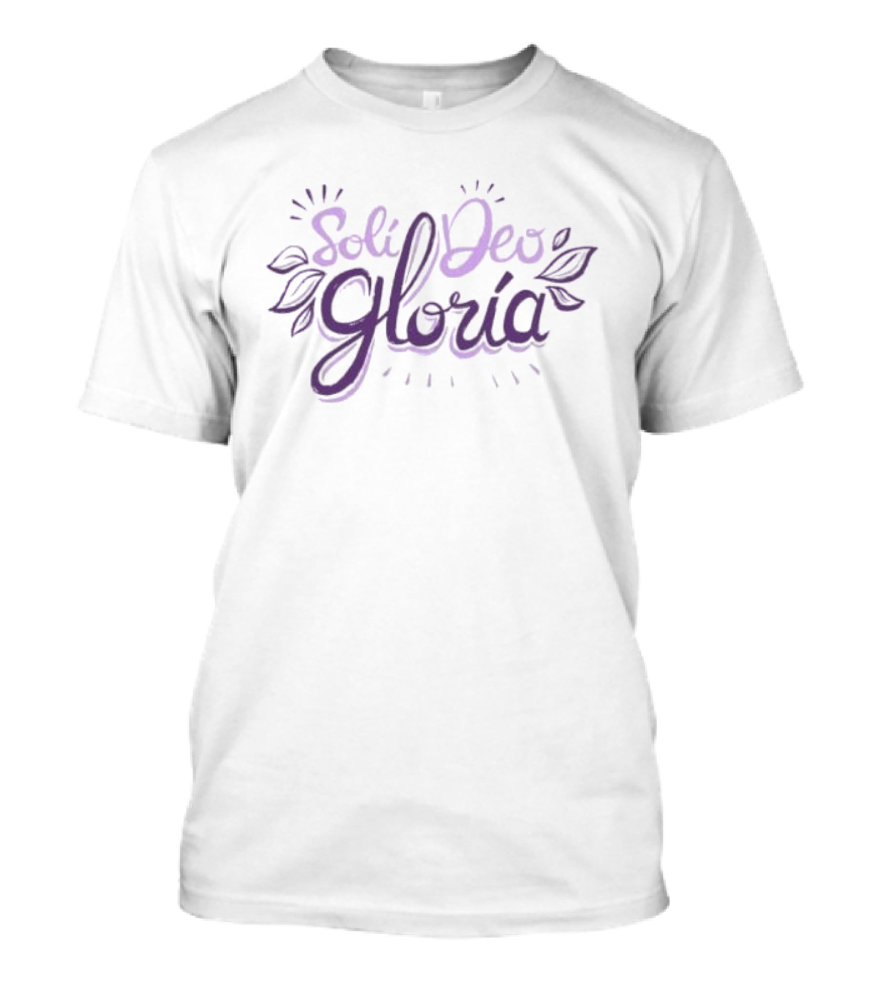 Soli Deo Gloria Purple Handwritten Script With Leaves T-Shirt