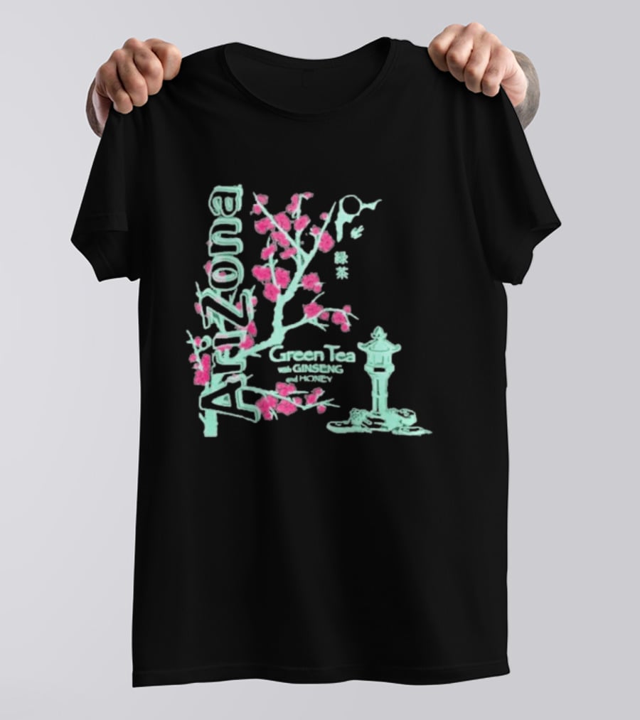 Arizona Beverages Green Tea With Ginseng Cherry Blossom Lantern Scene T-Shirt