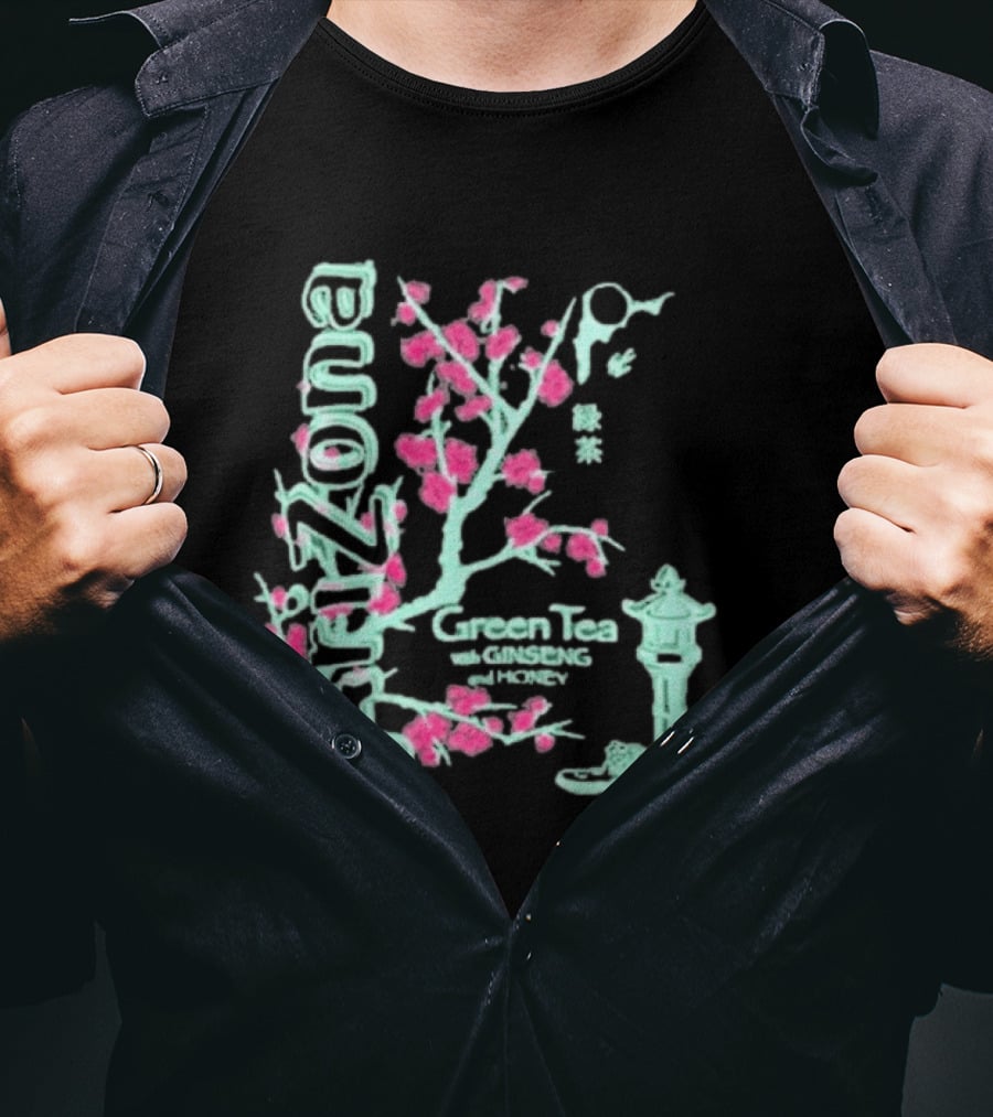 Arizona Beverages Green Tea With Ginseng Cherry Blossom Lantern Scene T-Shirt