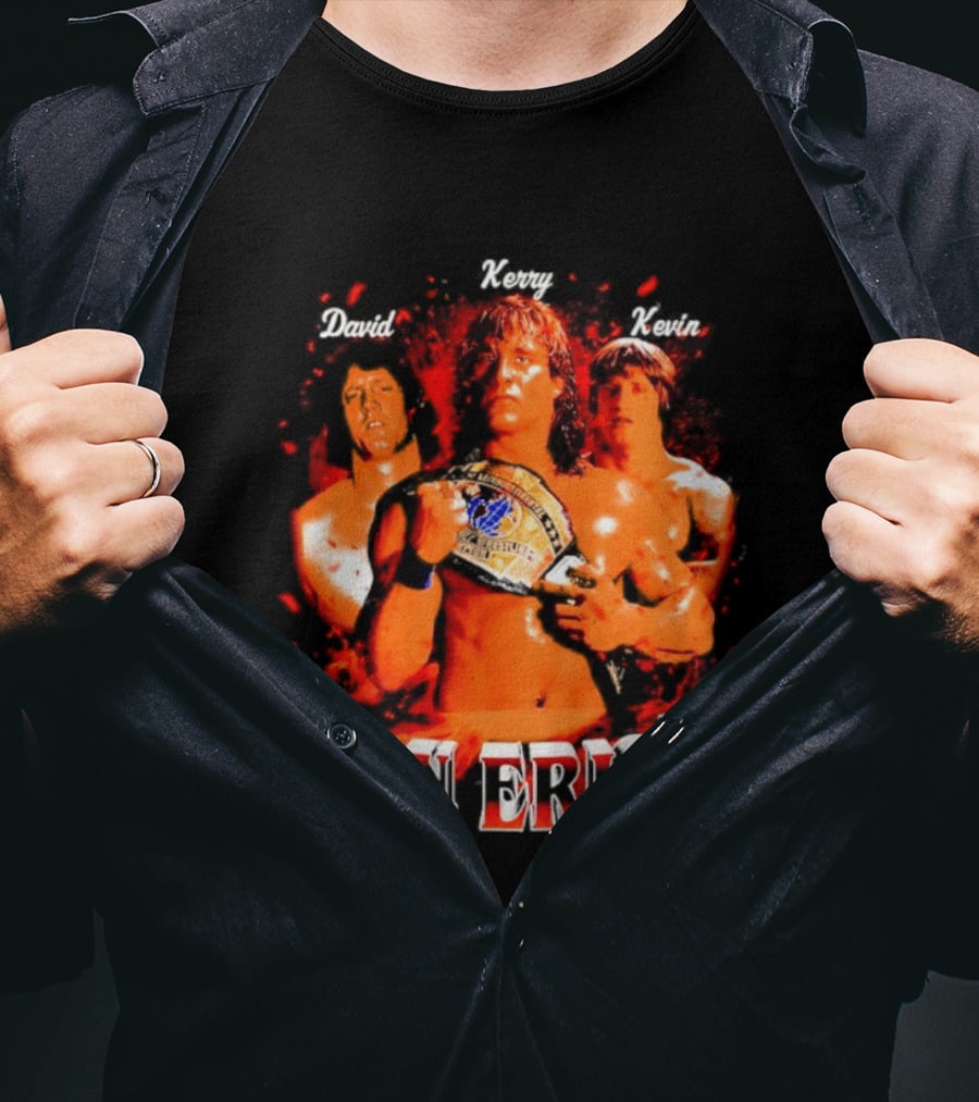 Von Erich Wrestling Family Kevin David Kerry Retro Championship T-Shirt