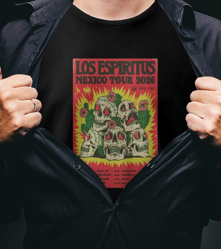 Los Espiritus Mexico Tour 2026 Tijuana Guadalajara Teotihuacan Tour Dates T-Shirt