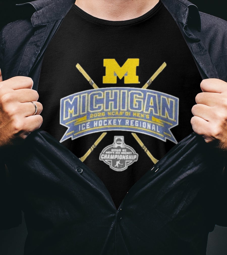 Michigan Wolverines 2026 NCAA DI Men's Ice Hockey Regional Championship T-Shirt