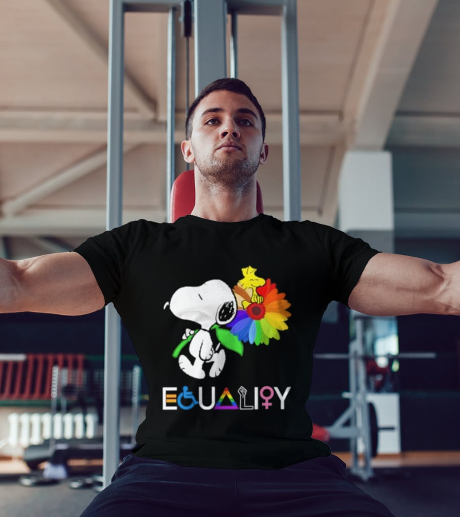 Snoopy Flower Equality Rainbow LGBTQ+ Inclusivity T-Shirt