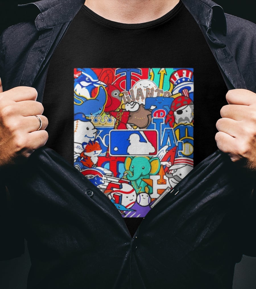 Happy Opening Day 2026 MLB Team Mascots Giants Royals Nationals Phillies Pirates T-Shirt