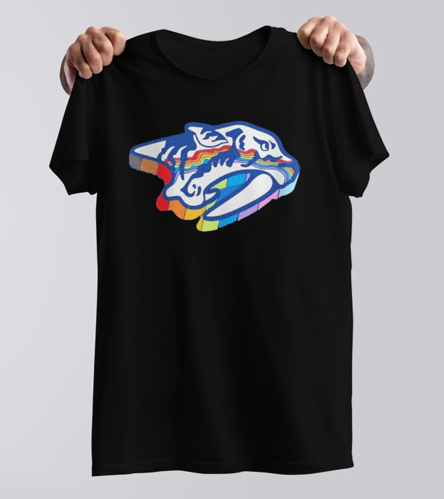 Nashville Predators Rainbow Pride Hockey Team LGBTQIA+ Support T-Shirt