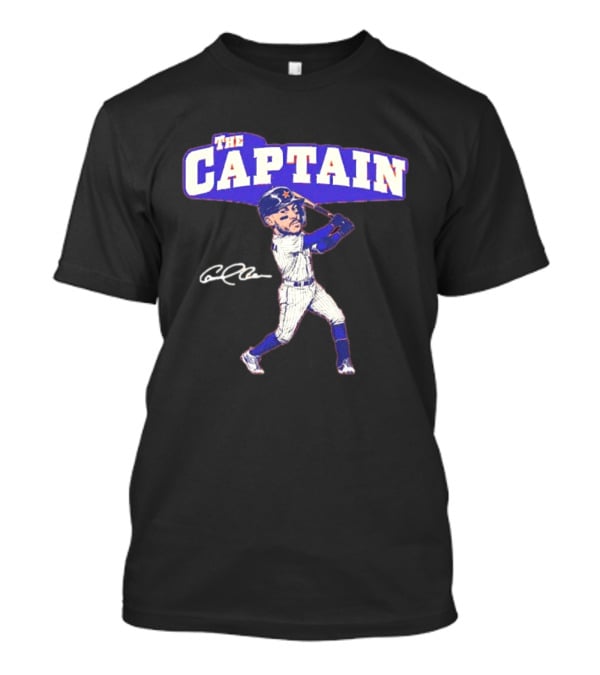 The Captain Carlos Correa Caricature Baseball Player Swinging Bat With Signature T-Shirt