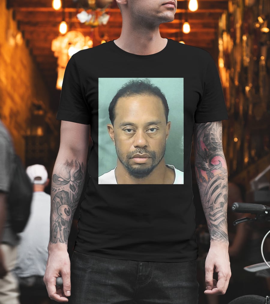 Tiger Woods Shot Palm Beach County Booking Photo T-Shirt