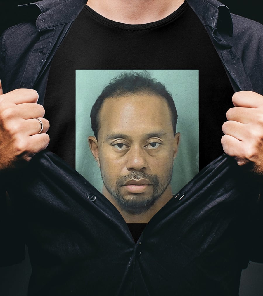 Tiger Woods Shot Palm Beach County Booking Photo T-Shirt