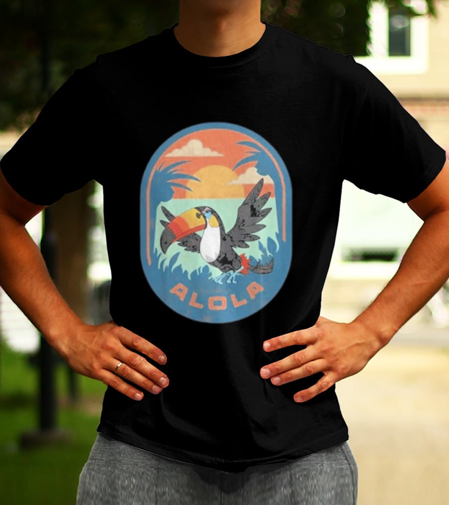 Alola Pokémon Toucan Tropical Sunset Scene T-Shirt