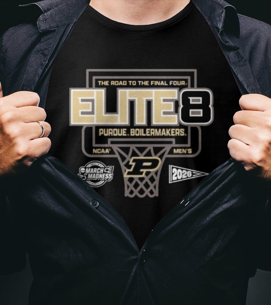 Purdue Boilermakers Men's Basketball 2026 Elite 8 Road To Final Four T-Shirt