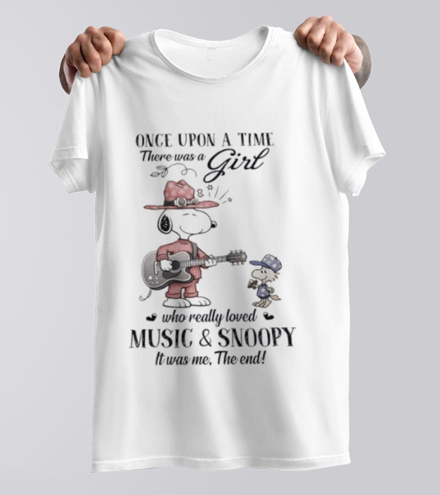 Peanuts Snoopy Once Upon A Time There Was A Girl Who Really Loved Music And Snoopy T-Shirt
