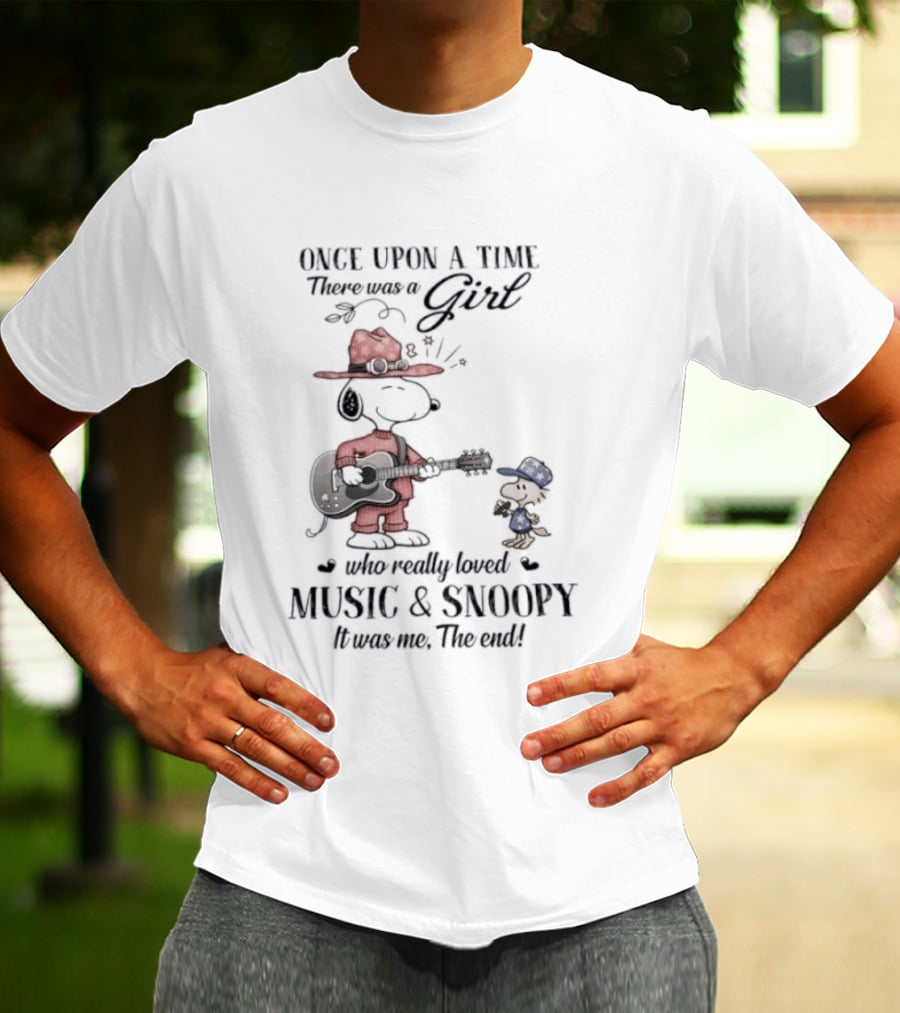 Peanuts Snoopy Once Upon A Time There Was A Girl Who Really Loved Music And Snoopy T-Shirt