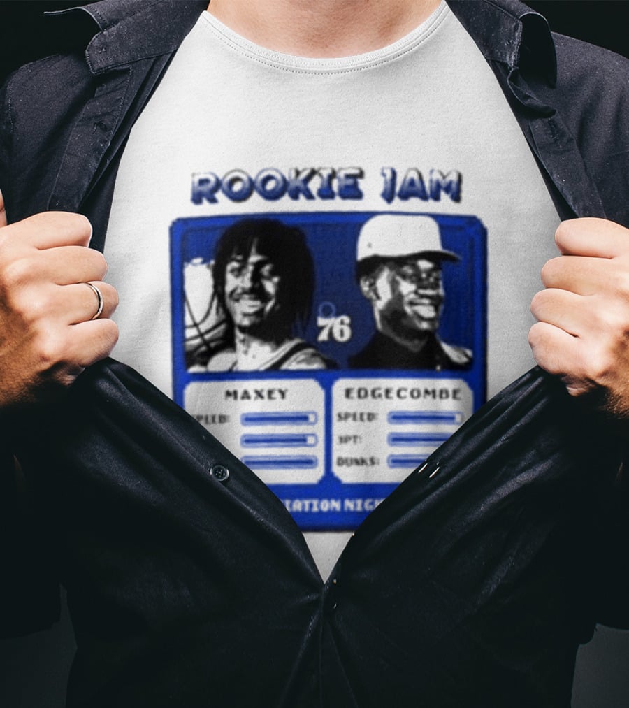 Rookie Jam Philadelphia 76ers Maxey Edgecombe Stats Display T-Shirt