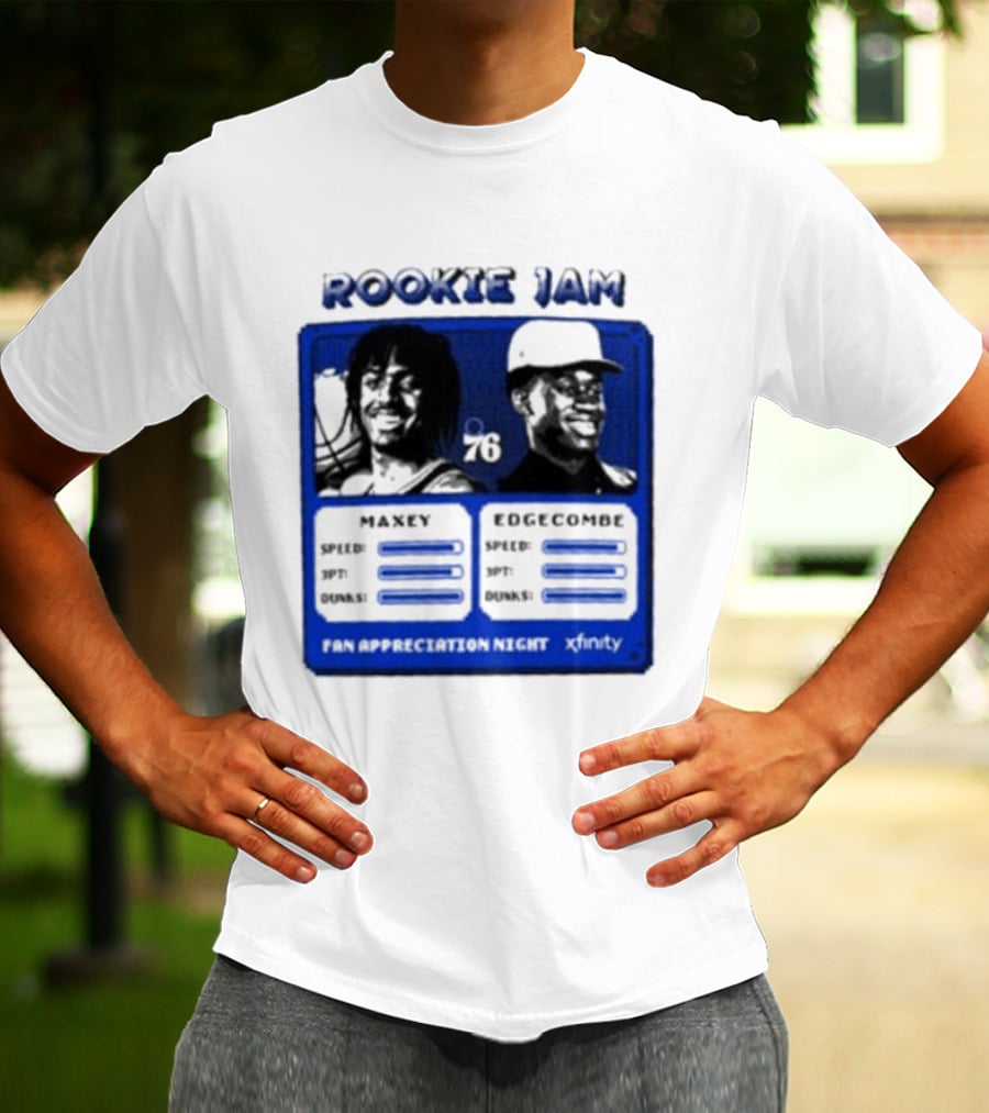 Rookie Jam Philadelphia 76ers Maxey Edgecombe Stats Display T-Shirt