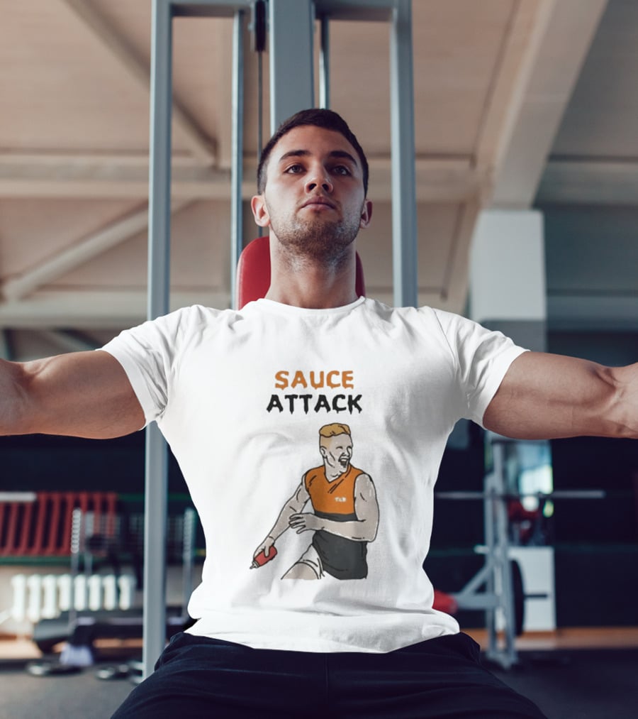 Sauce Attack Giants Edition Australian Rules Football Fan T-Shirt