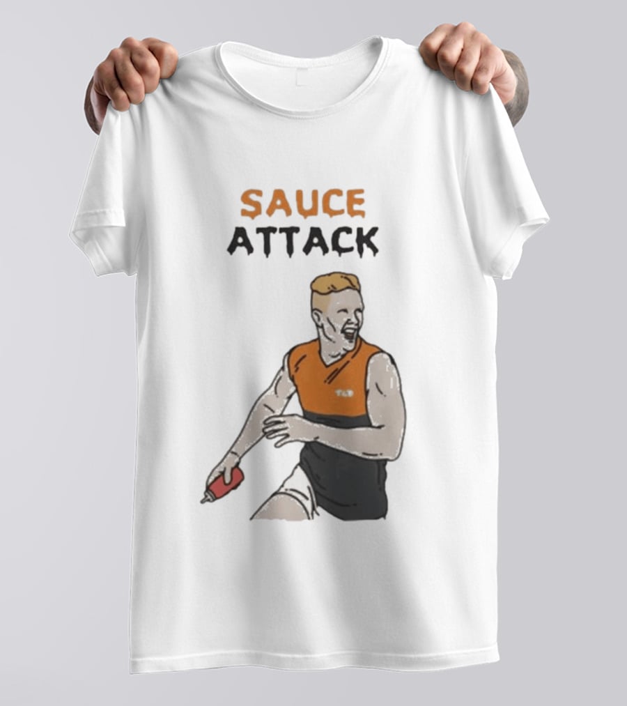 Sauce Attack Giants Edition Australian Rules Football Fan T-Shirt