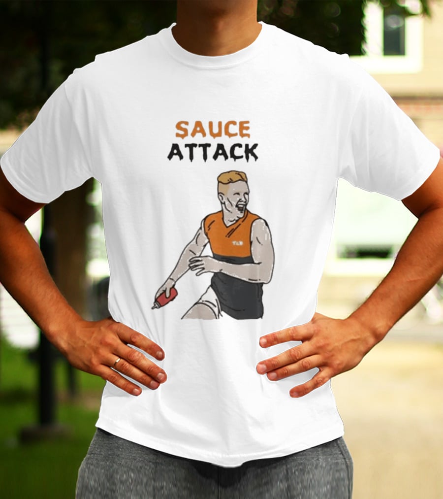Sauce Attack Giants Edition Australian Rules Football Fan T-Shirt