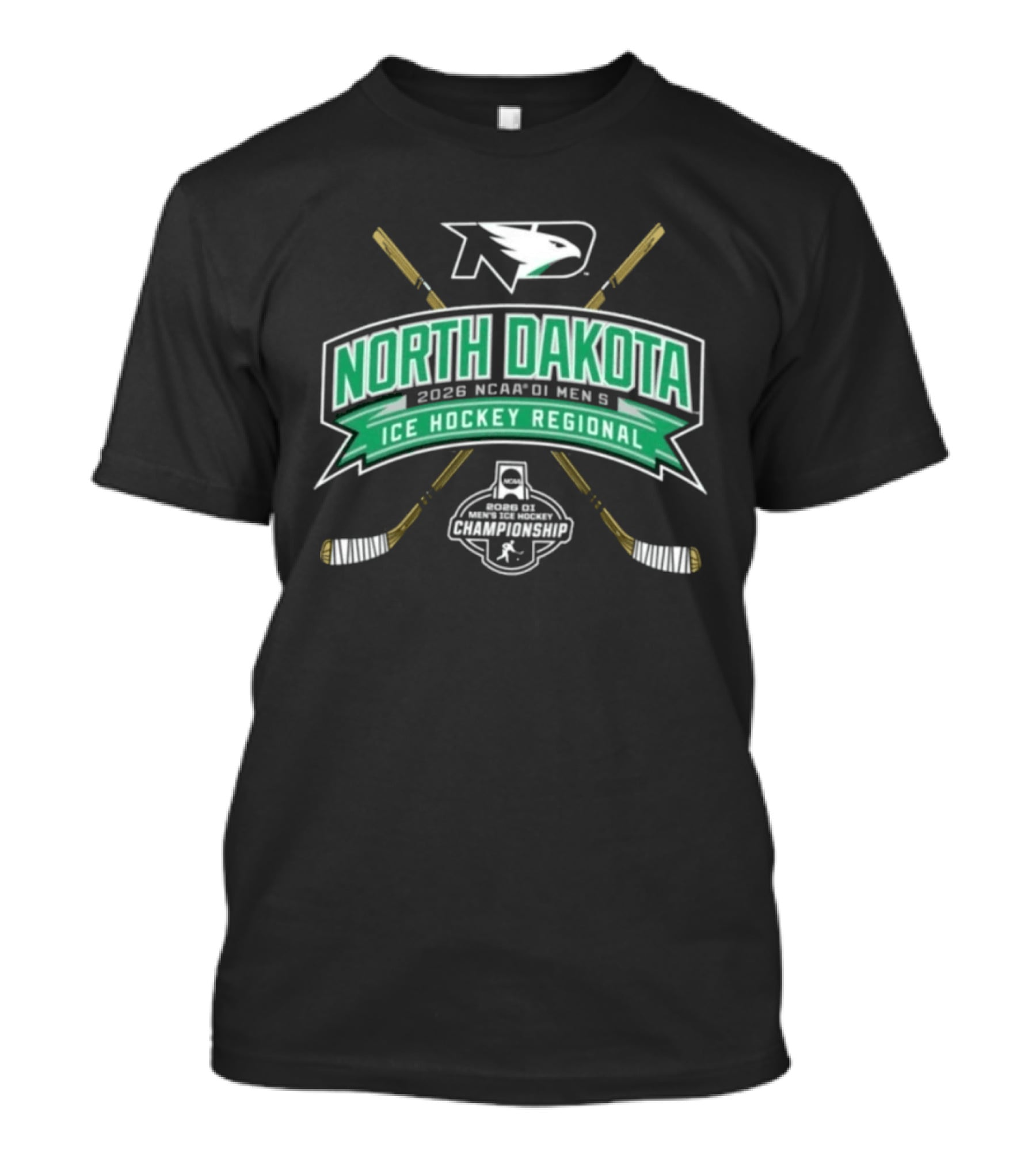 North Dakota 2026 NCAA DI Men's Ice Hockey Regional Fighting Hawks T-Shirt