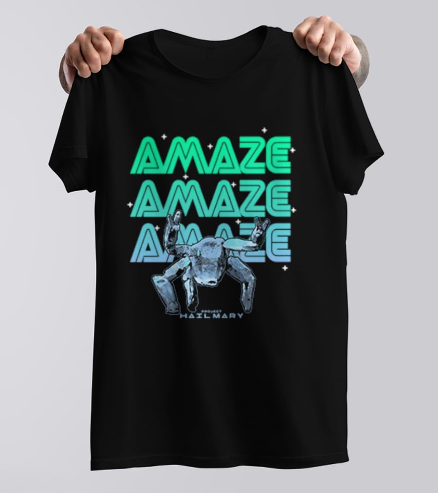 Amaze Amaze Amaze Project Hail Mary Rocky Alien Neon T-Shirt