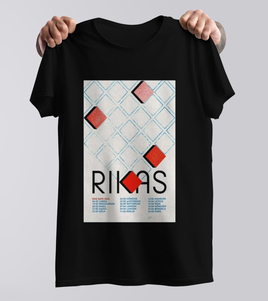 Rikas Dog Days Tour 2026 Lisbon Kreuzlingen Basel Mainz Koln Munster Amsterdam Rotterdam London Berlin Hamburg Leipzig Wien Munchen Brussels Paris T-Shirt
