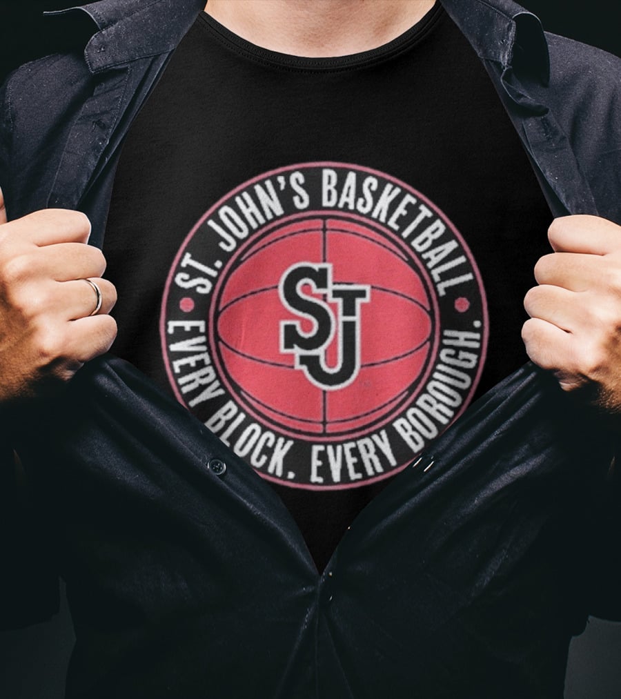St. John's Basketball SJ Every Block Every Borough T-Shirt