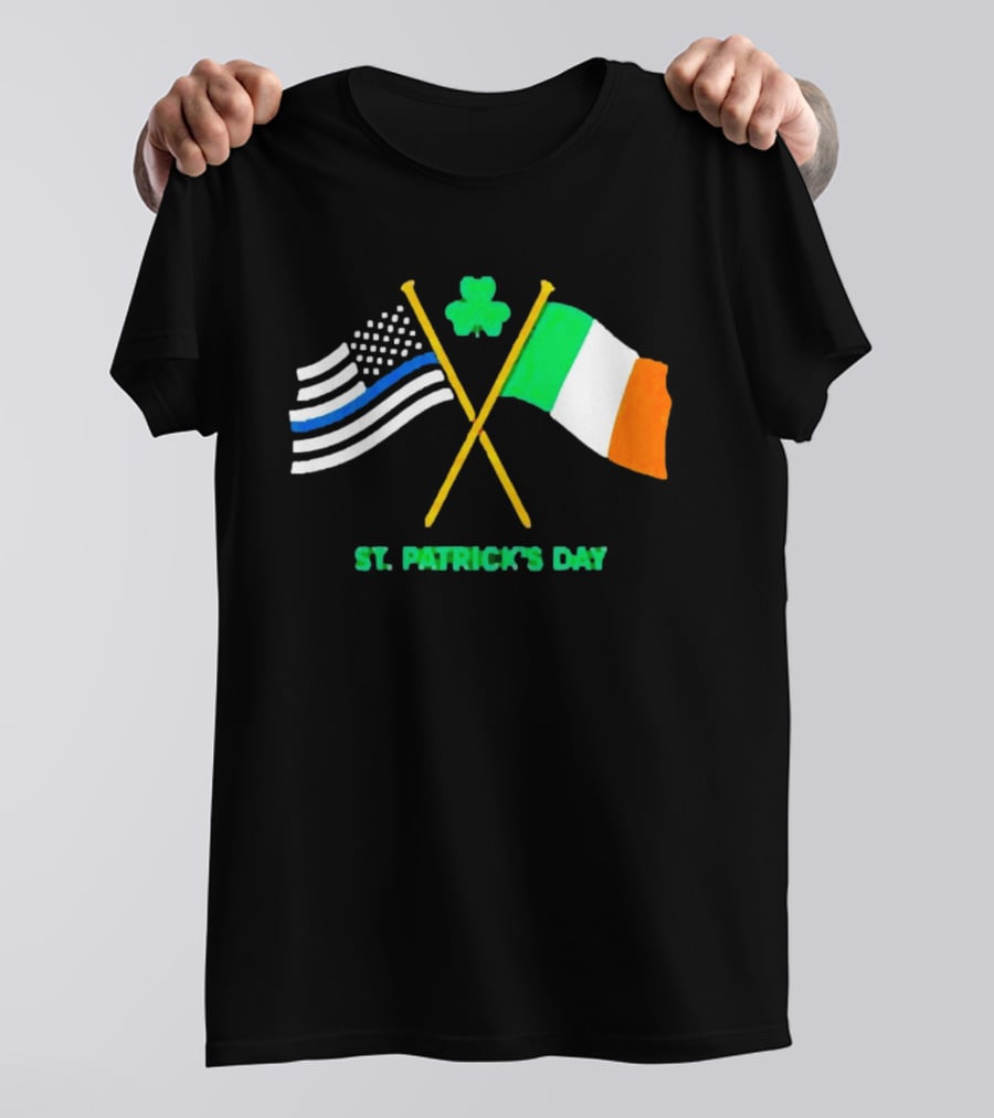 St. Patrick's Day American And Irish Flag Shamrock Celebration T-Shirt