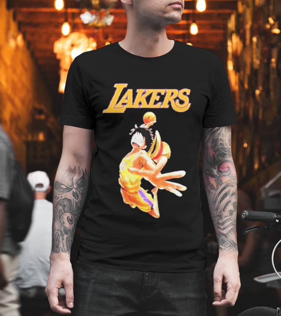 One Piece Luffy Basketball Lakers Crossover Collaboration T-Shirt