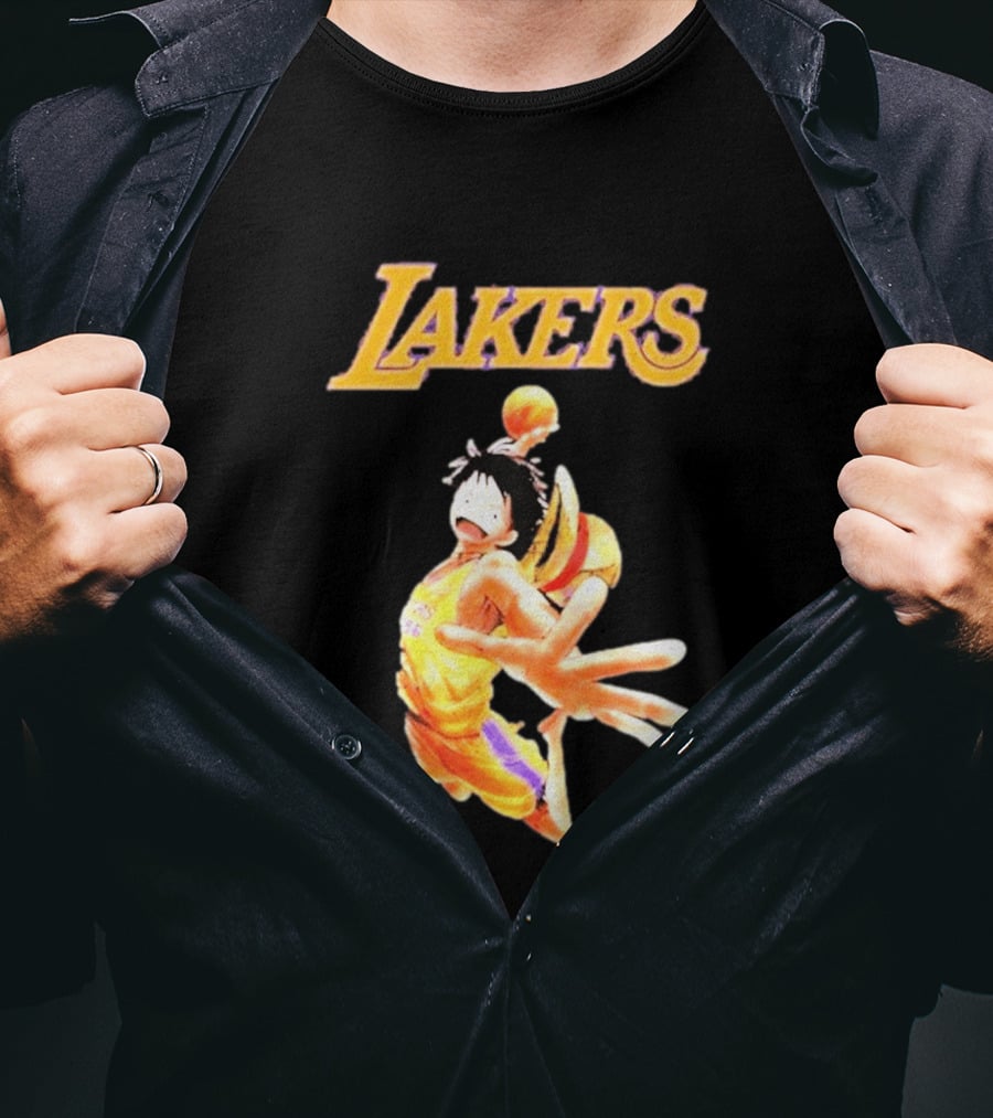 One Piece Luffy Basketball Lakers Crossover Collaboration T-Shirt