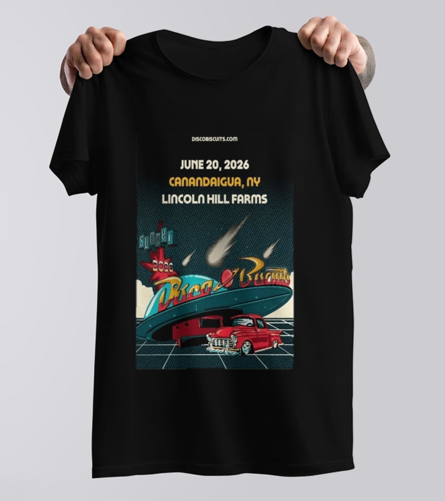 Disco Biscuits June 20 2026 Canandaigua NY Lincoln Hill Farms Summer Tour T-Shirt