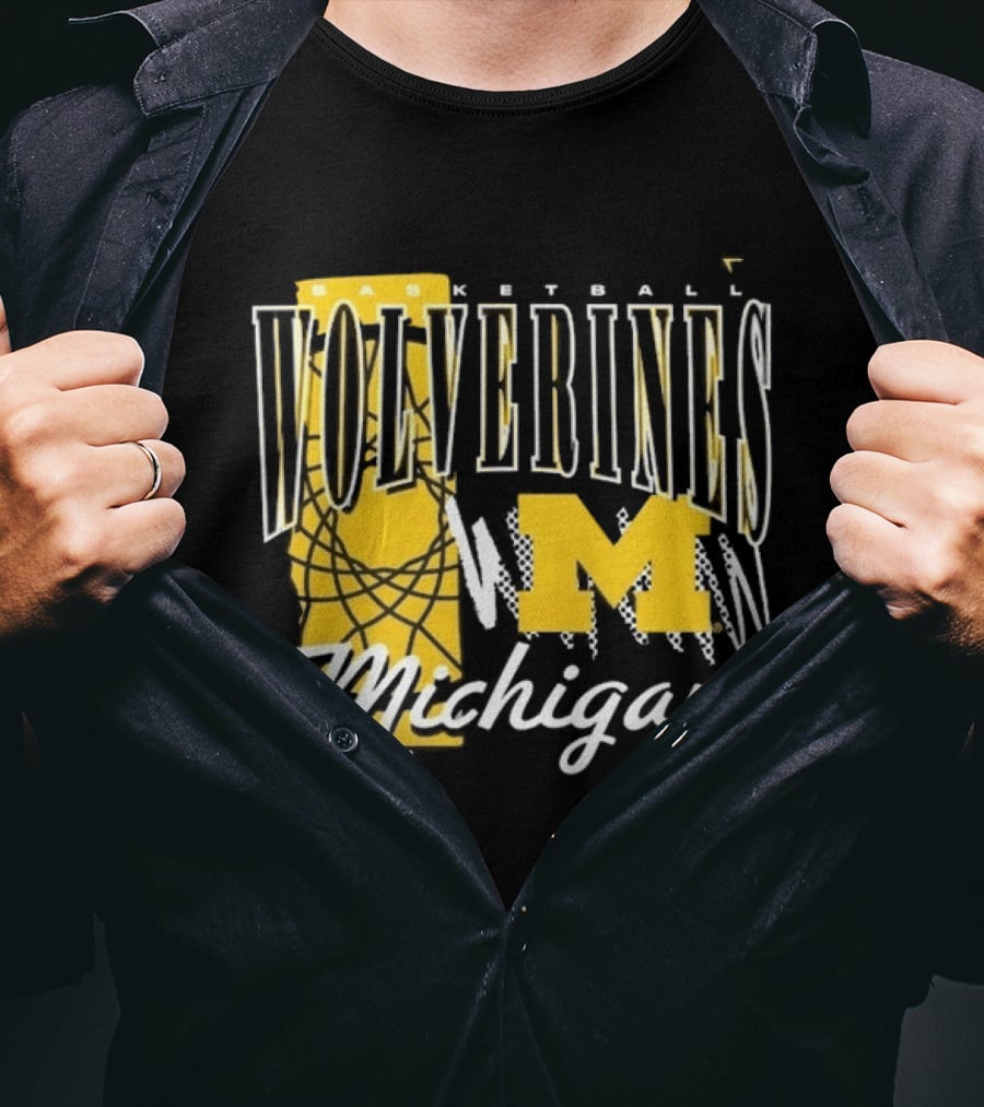 Michigan Wolverines Basketball M Logo March Madness Fan Gear T-Shirt
