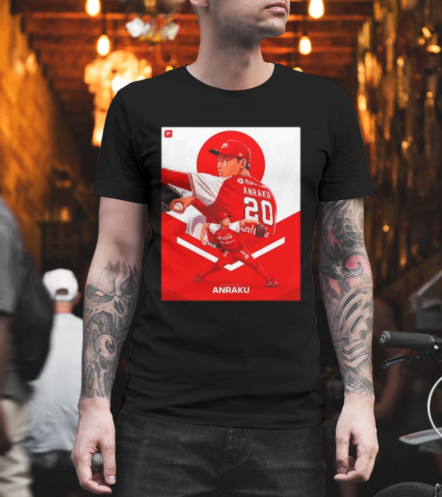 Tomohiro Anraku Diablos Rojos México Baseball Pitcher 20 Red Uniform T-Shirt