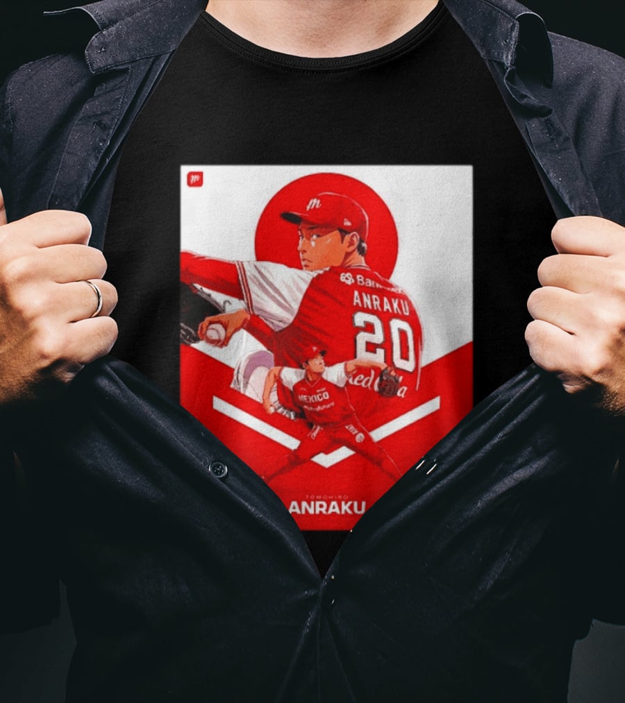 Tomohiro Anraku Diablos Rojos México Baseball Pitcher 20 Red Uniform T-Shirt