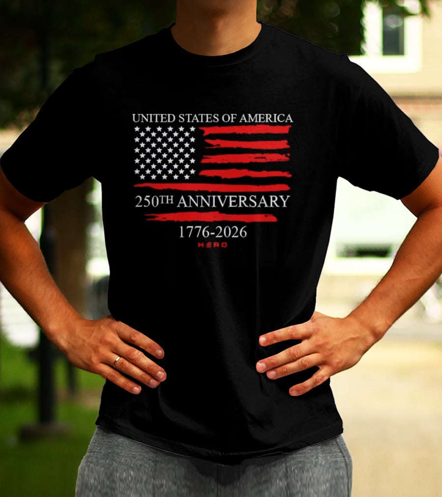 United States Of America 250th Anniversary 1776 2026 With US Flag Hero T-Shirt
