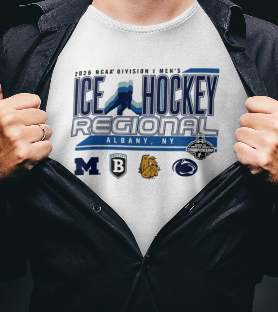 2026 NCAA Division I Men's Ice Hockey Regional Albany NY Team Logos T-Shirt