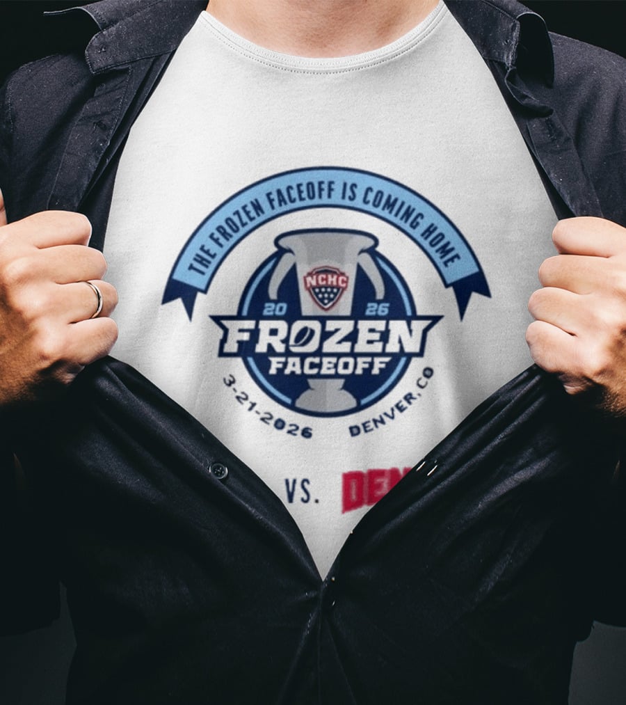 NCHC Frozen Faceoff 2026 Denver Vs Minnesota Duluth Hockey Matchup March 21 T-Shirt