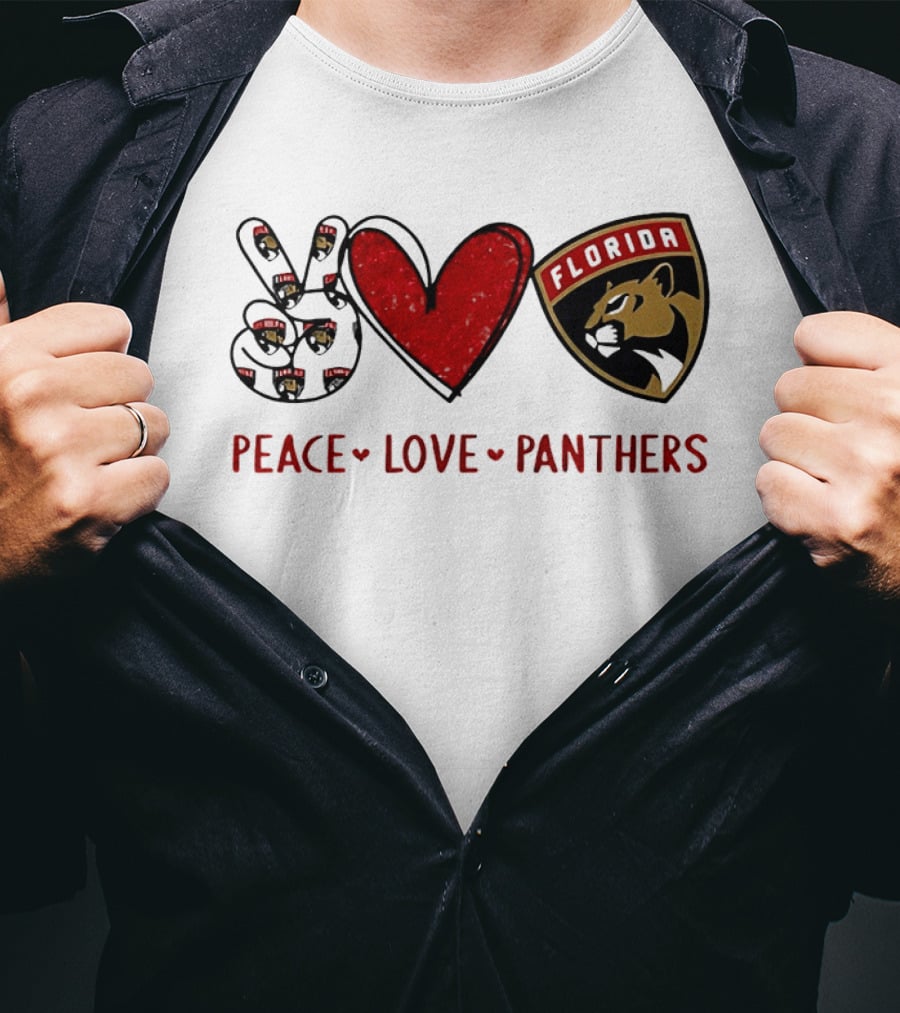 Peace Heart Florida Panthers NHL Fan Gear T-Shirt
