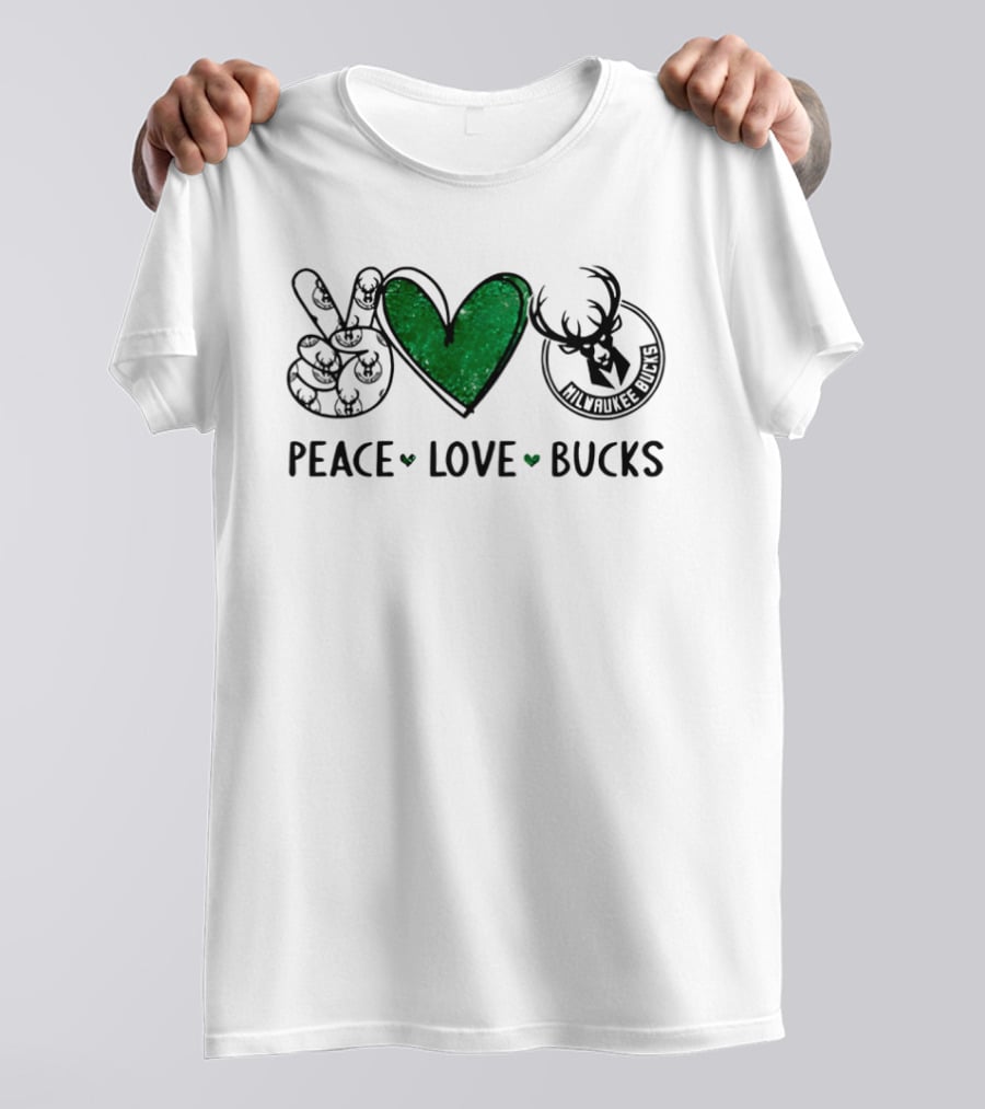 Peace Love Milwaukee Bucks NBA Basketball Team Fan T-Shirt